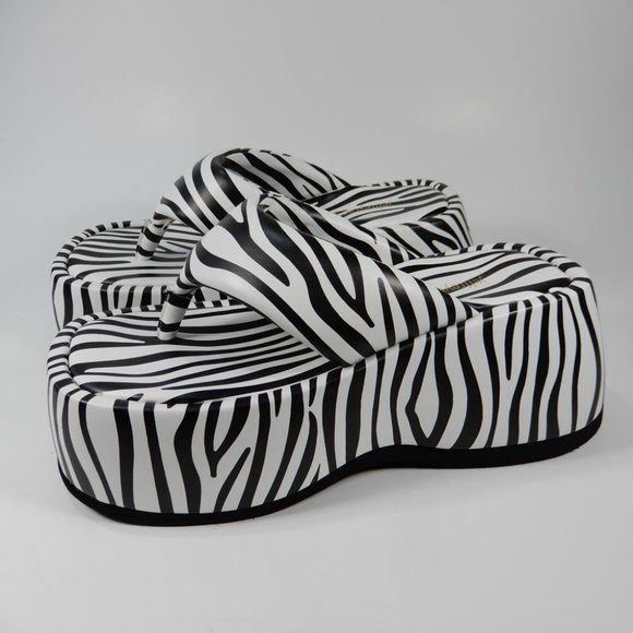 Jeffrey Campbell Crybaby Platform Thong SANDALS Size 5.5 Zebra Print NEW $125 - Picture 6 of 16